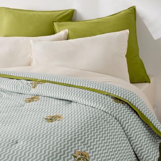 La Redoute Interieurs Gewatteerde sprei, strepen en bloemen geborduurd, katoen, JANI