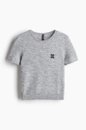 H&M T-Shirt aus Feinstrick - Grau