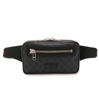 Gucci Black Dark Gray Navy Red Color Gg Supreme Leather Fanny Pack (Pre-Owned)