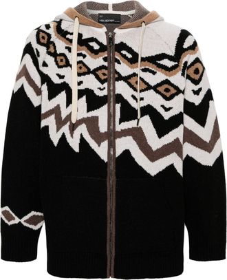 Neil Barrett Norway knitted hoodie - men - Wool - S - Black