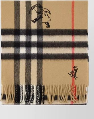 Burberry cashmere checked fringed scarf