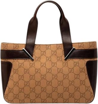 Gucci Pre-owned Denim Handtas - Dames - Vintage Handtas - Bruin - ONE Size - Denim - Vintage