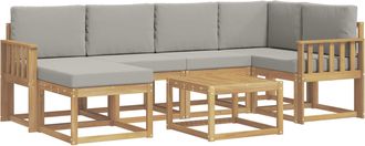 vidaXL Conjunto De Sof&aacute;s De Exterior 7 Uds. Blanco Y Gris Claro Vidaxl