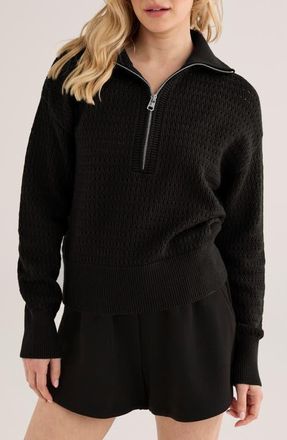 Varley Darla Half Zip Sweater in Black at Nordstrom, Size X-Small