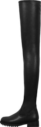 Generic Black,7.5 UK,Womens Leather PU Thigh High Boots Round Toe Chunky Low Heels Tall Boot Side Zipper Over The Knee Boot Fall Winter Dress Shoes