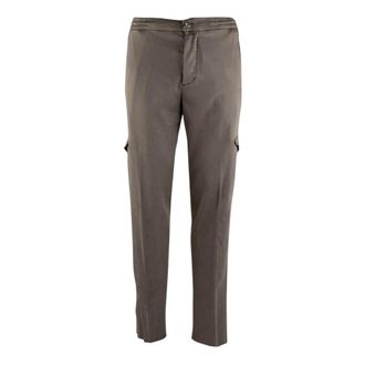 Kiton Slim-fit Trousers, male, Beige, Size: W33 Lyocell Ea Cargo Pants
