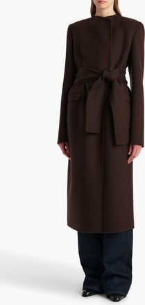 Khaite Jelson Double Face Wool Belted Coat in Dark Brown at Nordstrom, Size 4