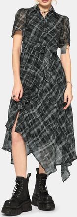 Disturbia Rhoswen Checked Midaxi Shirt Dress in Grey at Nordstrom, Size 10
