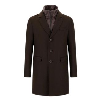 Herno Woljas met afneembare binnencolbert - Heren - Mantel - Bruin - M - Wol - Jassen