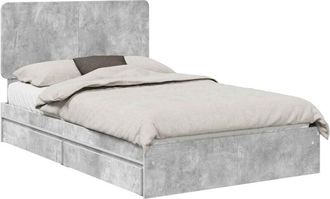vidaXL Storage Bed Concrete Grey 135 x 190 cm Engineered Wood vidaXL