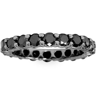 Pompeii3 2 CT Black Diamond Eternity Ring 10K Black Gold Size Selectable