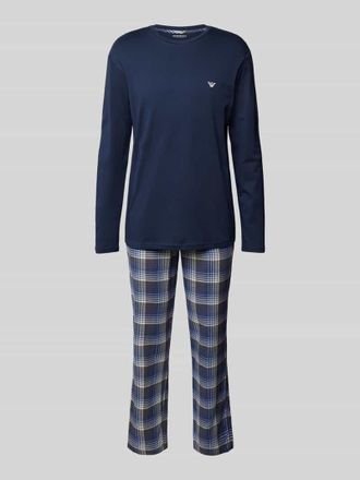 Emporio Armani Pyjama mit Label-Detail in Bleu, Gr&ouml;&szlig;e S
