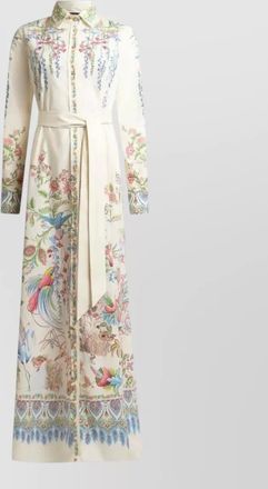 Etro floral shirt dress long sleeves embroidery belt