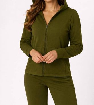French Kyss Zip Up Hoodie Jacket In Army