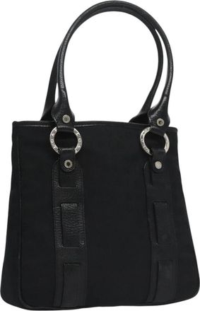 Bulgari B.Zero1 Logomania Bag Canvas With Leather Black Canvas Handbag (Pre-Owned)