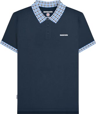 Lambretta Heren SS25 Gingham Big & Tall Poloshirt (Navy)