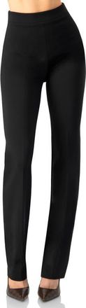 Ivonne Straight Plain Trousers in Black at Nordstrom, Size 14