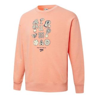 Puma Downtown Graphic Crew Tr Living Series Logo Pattern Printing Knit Round Neck Pullover Pink 533677-28