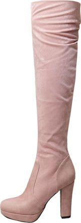 Generic 2023 European Platform High Heel Over The Knee Boots for Women with Elastic Frosted Long Tube Design and Thick Sole (Red, 4.5)