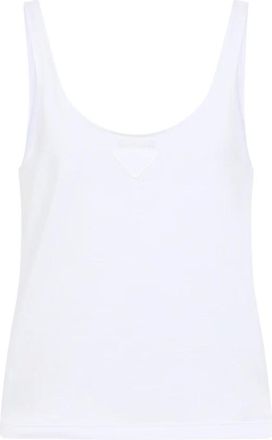 Prada Sleeveless Tops, female, White, Size: M Cotton Tank Top