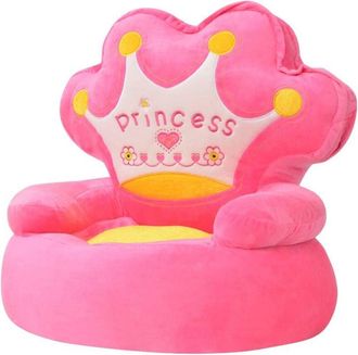 vidaXL Silla De Peluche Para Ni&ntilde;os Princesa Rosa Vidaxl