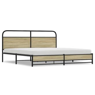 Berkfield Home Metal Bed Frame without Mattress Sonoma Oak 180x200 cm Super King in Light Tan