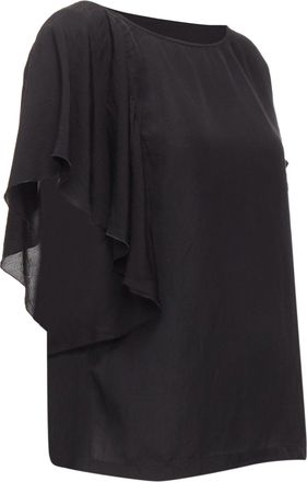 Dries Van Noten Viscose Linen Asymmetric Flutter Sleeve Blouse Top