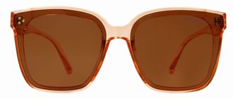 Suzy Levian Womens Pink Clear Oversize Square Lens Gold Accent Sunglasses