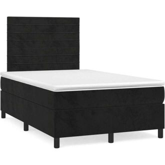vidaXL Cama Box Spring Con Colch&oacute;n Terciopelo Negro 120x190 Cm Vidaxl