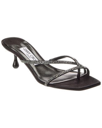 Jimmy Choo London Etana Mule 50 Satin & Leather Sandal