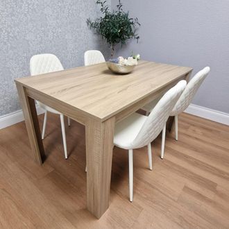 Kosy Koala Dining Table & 4 Chairs Oak Effect Table With 4 White Chairs Dining Room Furniture in Brown