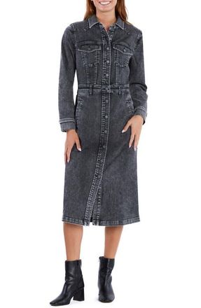 Wash Lab Denim Western Long Sleeve Denim Midi Shirtdress in Cork Denim at Nordstrom, Size X-Small