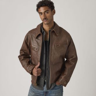 Levi's Corona Heights Leather Jacket - Mens - L - Brown