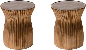 Seasonal Living Ridged Black Ceramic Stools (Set Of 2)