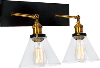 CWI Lighting Eustis 2 Light Wall Sconce With Black & Gold Brass Finish