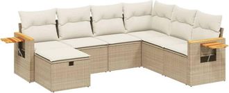 vidaXL Vidaxl - Set Sof&aacute;s De Jard&iacute;n 7 Piezas Y Cojines Rat&aacute;n Sint&eacute;tico Beige