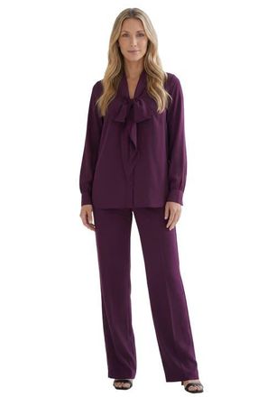Roaman's Long Sleeve Bow Blouse in Dark Berry at Nordstrom, Size 18