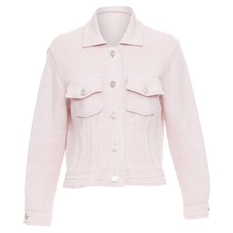 Barrie baby cashmere cotton topstitched pocketed cardigan
