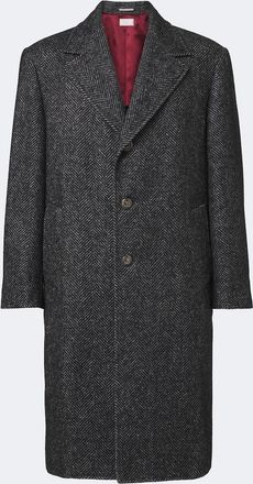 Brunello Cucinelli Abrigo en mezcla de lana y alpaca espigado