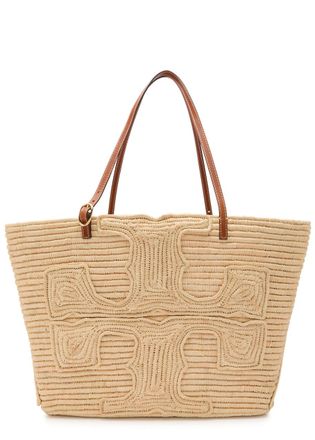 Tory Burch Ella Large Logo-embroidered Raffia Tote bag - Natural - One Size