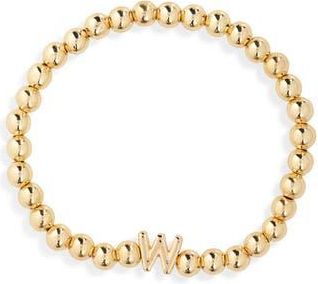 BaubleBar Pisa Initial Beaded Stretch Bracelet in Gold W at Nordstrom Rack