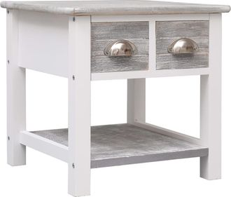 vidaXL Mesa Auxiliar Madera De Paulownia Gris 40x40x40 Cm Vidaxl