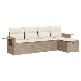 vidaXL Vidaxl - Set Divano Da Giardino 5 Pz Con Cuscini Beige In Polyrattan