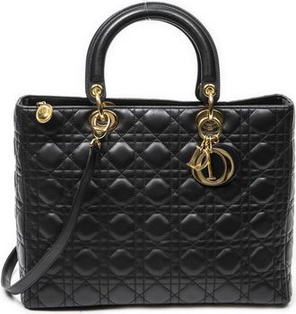 Dior Pre-owned Womens Large Lady Zip Shoulder Bag - Black - One Size
