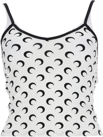 Marine Serre White Crescent Moon Trim Tank Top