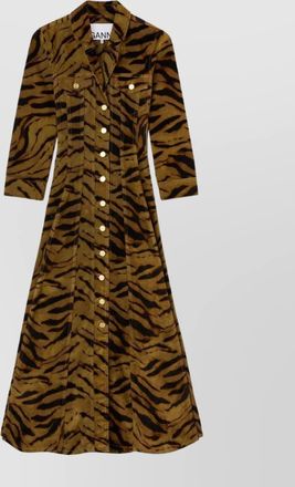 Ganni animal print dress chest pockets
