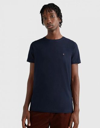 Tommy Hilfiger Mens Tommy Hilfiger Core Stretch Mens Slim C-Neck T-Shirt - Desert Sky - Blue/Black - Size: 40