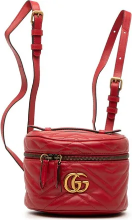 Gucci Gg Marmont Red Color Leather Backpack (Pre-Owned)