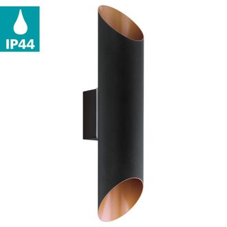 Eglo Agolada Exterior Wall Light Up and Down 2 Light - Black & Copper | TJ Hughes