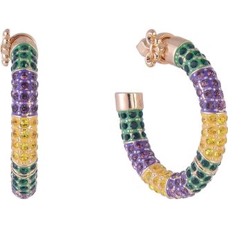 Hallmark Mardi Gras Stone Hoop Earrings in Purple at Nordstrom